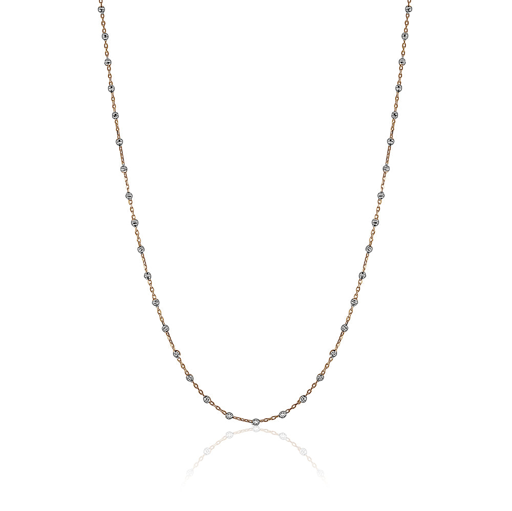 10k Rose Gold Chains with White DC Balls