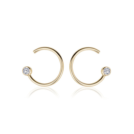 10k Yellow Gold Circle Studs with CZ