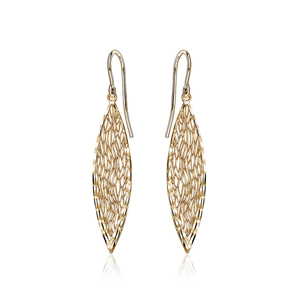 10k Yellow Gold Lazar Cut Drop Earrings