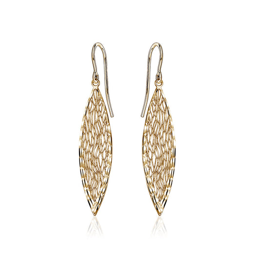 10k Yellow Gold Lazar Cut Drop Earrings