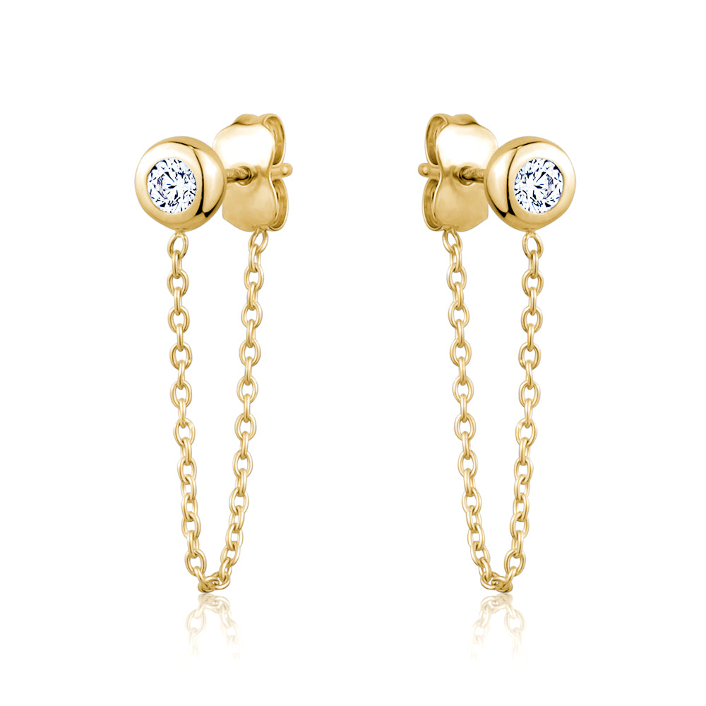 10KY CZ STUD WITH SAFETY CHAIN