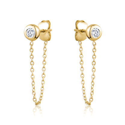 10KY CZ STUD WITH SAFETY CHAIN
