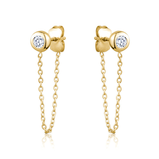 10KY CZ STUD WITH SAFETY CHAIN