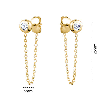 10KY CZ STUD WITH SAFETY CHAIN