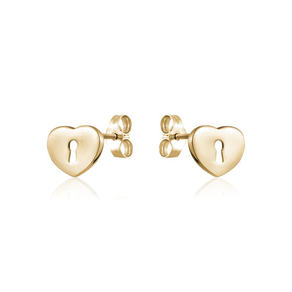 10KY HEART WITH KEY HOLE STUD