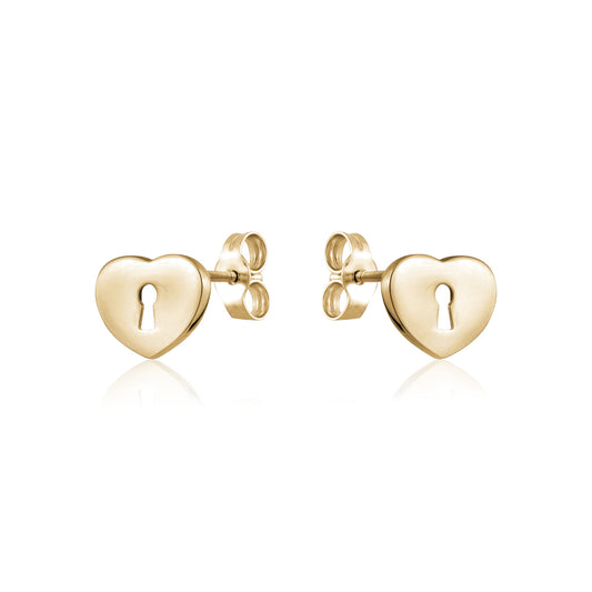 10KY HEART WITH KEY HOLE STUD