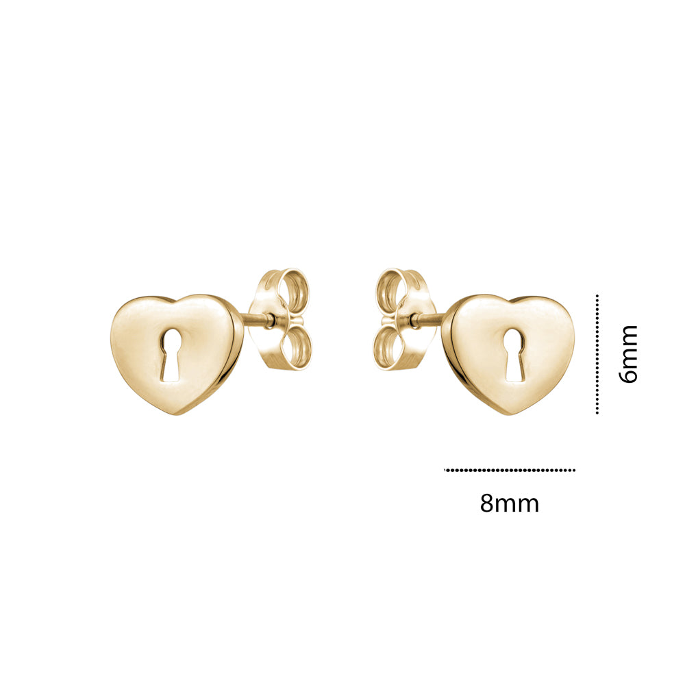 10KY HEART WITH KEY HOLE STUD
