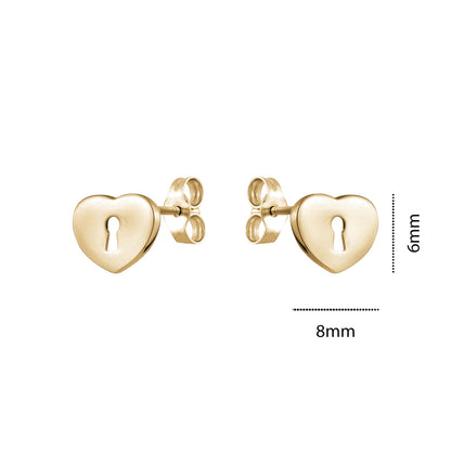 10KY HEART WITH KEY HOLE STUD
