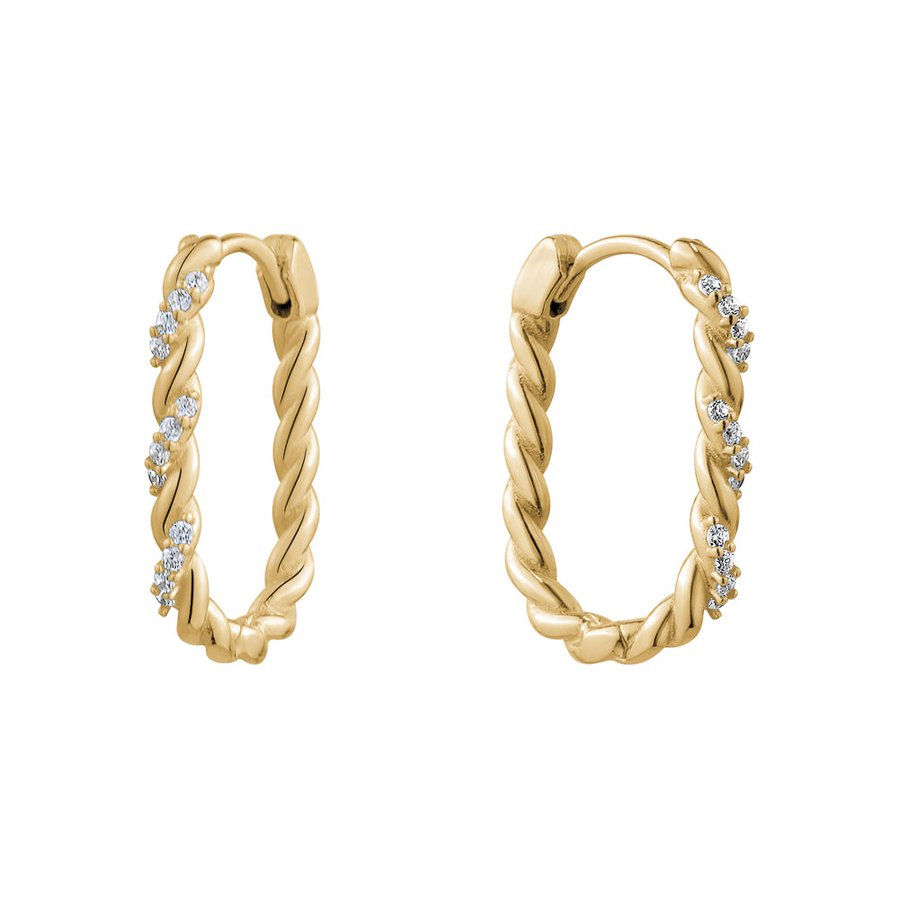NEW!! 10KY TWIST CZ RECTANGLE HUGGIES