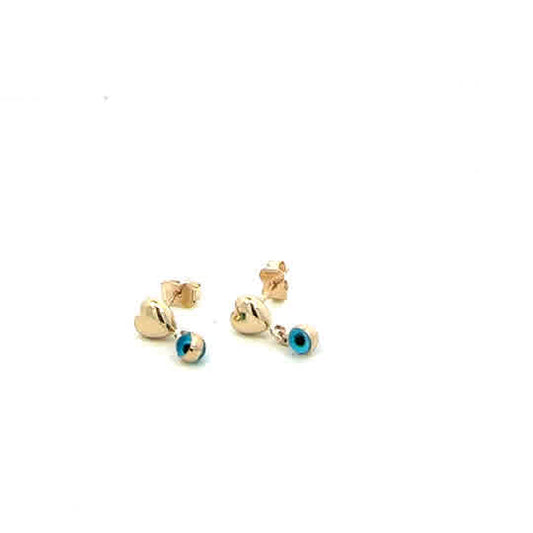 10KY HEART STUDS WITH BLUE EYE DROPS
