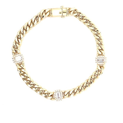 10KY EMERALD CUT CZ HALO BRACELET