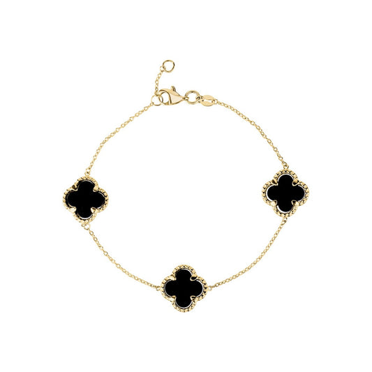 10KY CLOVER BRACELET BLACK ONYX