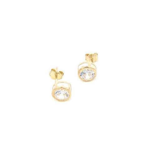 10KY CZ BEZEL STUDS 6MM CZ