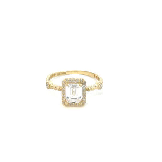 10KY CZ RING EMERALD CUT