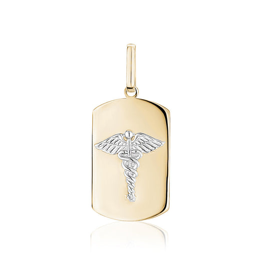 10k Yellow Gold Medic Pendants & Charms with White Symbol