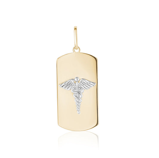 10k Yellow Gold Medic Pendants & Charms with White Symbol