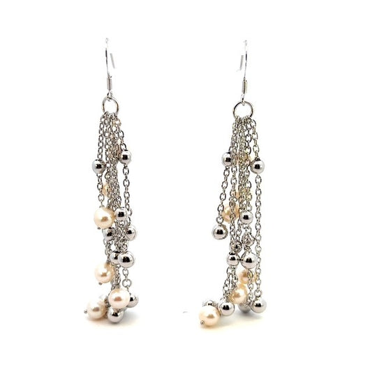 SILVER FRESH WATER PEARL EARRINGS ZS-1842