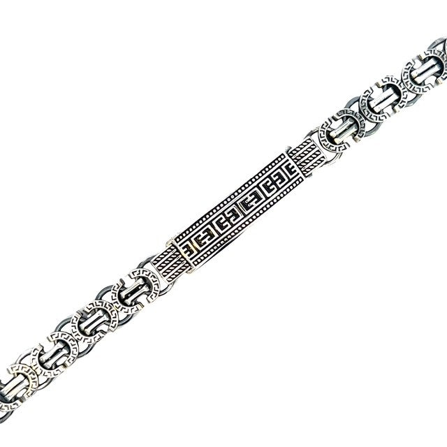 SILVER MENS OXIDIZED BRACELET ZS-4610