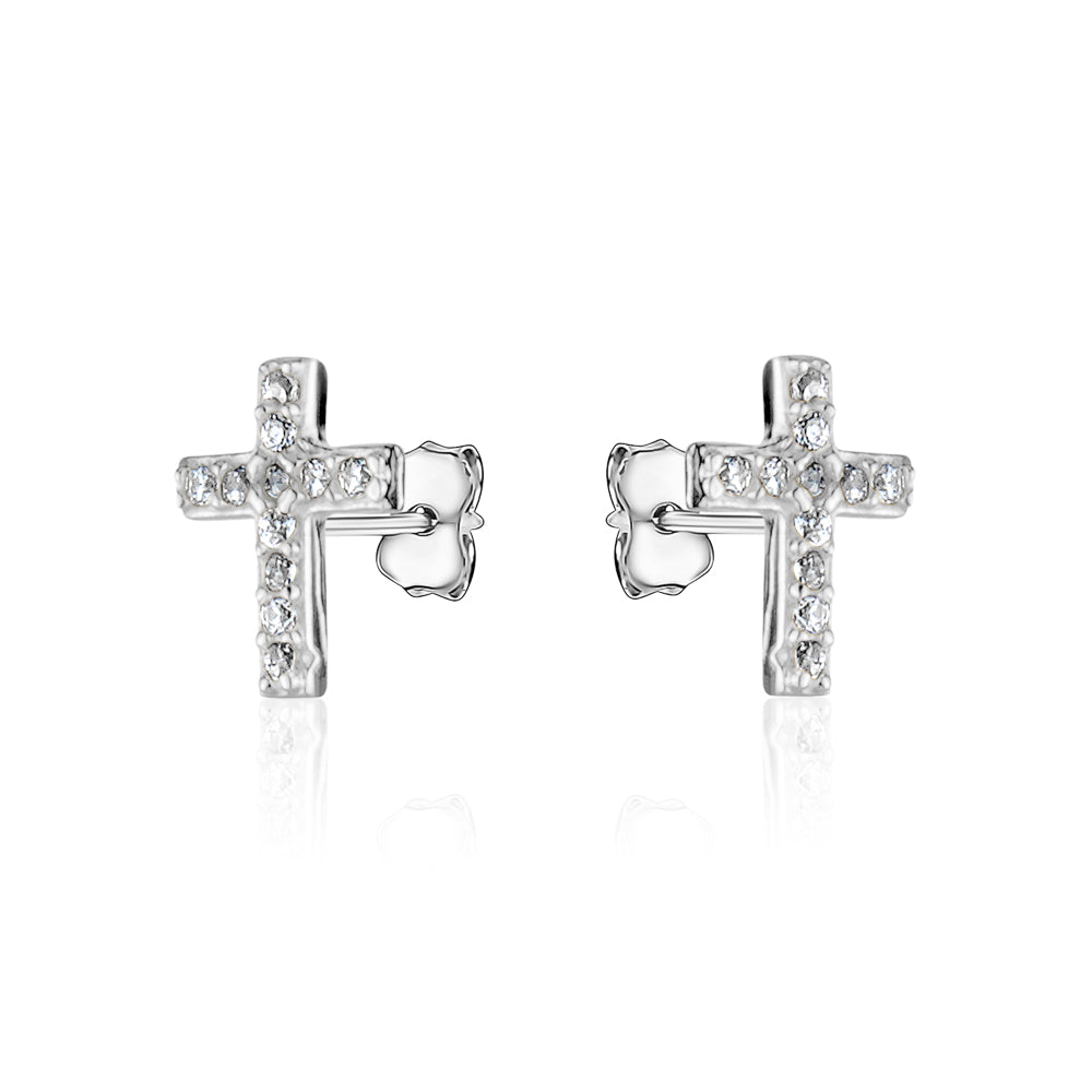 10KW TINY CZ CROSS STUDS