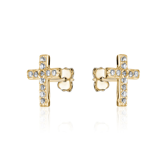 10KY TINY CZ CROSS STUDS