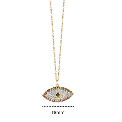 10KY CZ EYE CHARM ON CHAIN