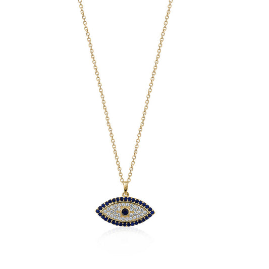 10KY CZ EVEIL EYE NECKLACE ZVN-005 BLUE