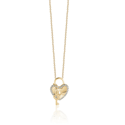 10KY HEART AND KEY CHARM ON CHAIN