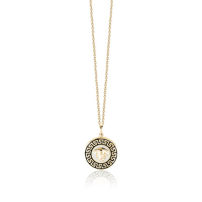 10KY MEDUSA WITH ENAMEL ROUND CHARM