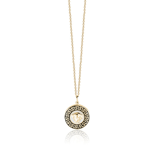 10KY MEDUSA WITH ENAMEL ROUND CHARM