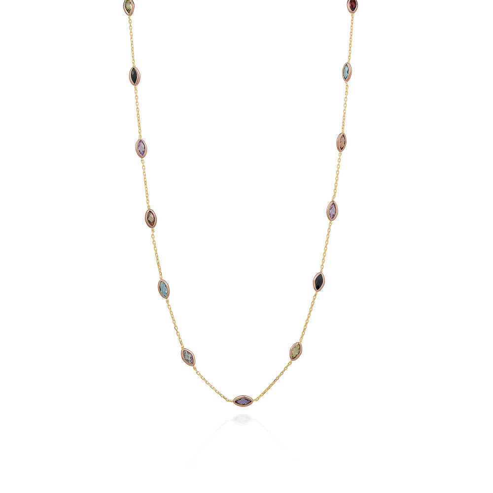 10KY MULTI COLOUR STONE NECKLACE SET ZVN-027