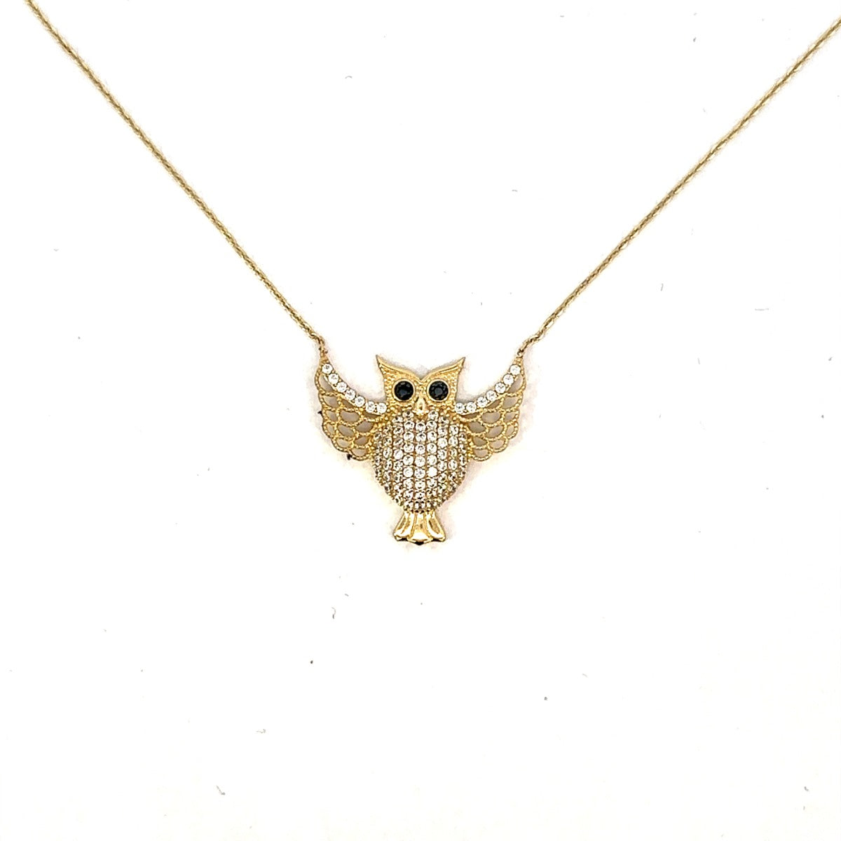 10KY CZ OWL NECKLACE ZVN-028