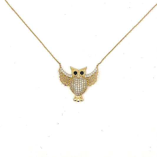 10KY CZ OWL NECKLACE ZVN-028