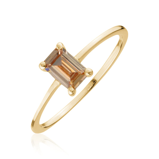 10KY EMERALD CHAMPAGNE CUT RING