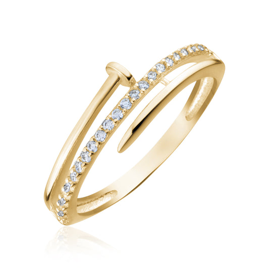 10KY CZ NAIL WRAP ARROUND RING